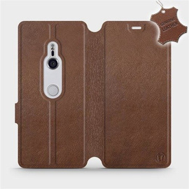 Etui ze skóry naturalnej do Sony Xperia XZ3 - wzór Brown Leather