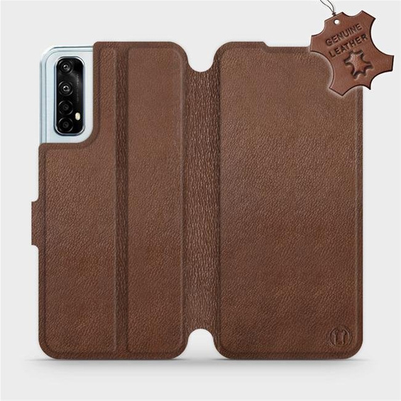 Etui ze skóry naturalnej do Realme 7 - wzór Brown Leather