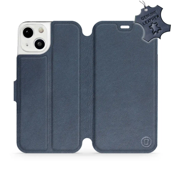 Etui ze skóry naturalnej do Apple iPhone 13 - wzór Blue Leather