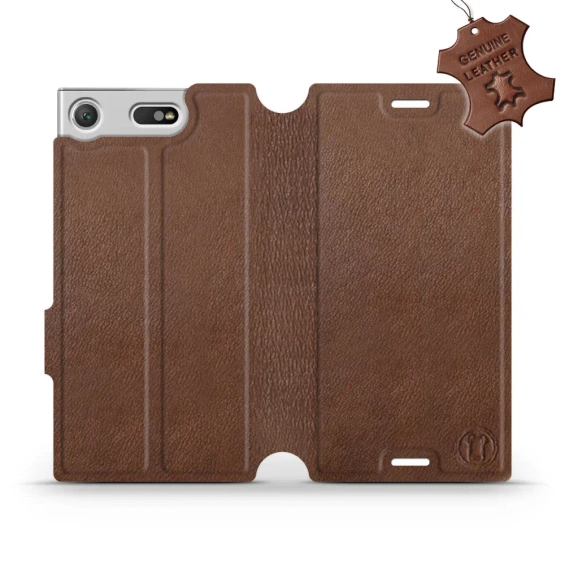 Etui ze skóry naturalnej do Sony Xperia XZ1 Compact - wzór Brown Leather