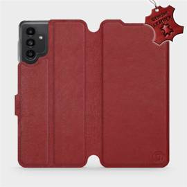 Etui ze skóry naturalnej do Samsung Galaxy A13 5G - wzór Dark Red Leather