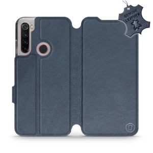 Etui ze skóry naturalnej do Xiaomi Redmi Note 8 2021 - wzór Blue Leather