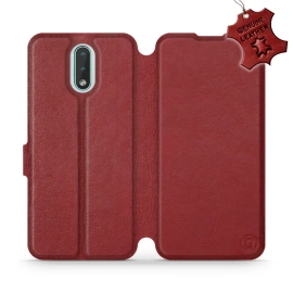 Etui ze skóry naturalnej do Nokia 2.3 - wzór Dark Red Leather