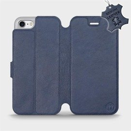 Etui ze skóry naturalnej do Apple iPhone SE 2020 - wzór Blue Leather