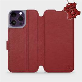 Etui ze skóry naturalnej do Apple iPhone 14 Pro Max - wzór Dark Red Leather