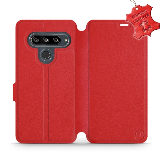 Etui ze skóry naturalnej do LG G8s ThinQ - wzór Red Leather