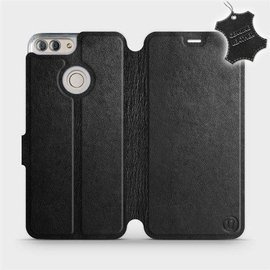 Etui ze skóry naturalnej do Huawei P Smart - wzór Black Leather