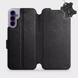 Etui ze skóry naturalnej do Samsung Galaxy A14 5G - wzór Black Leather