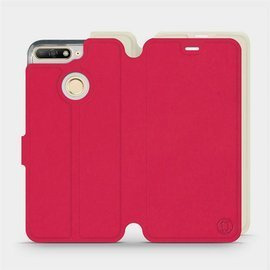 Etui Soft Touch do Huawei Honor 7A - wzór Żywa czerwień z platyną