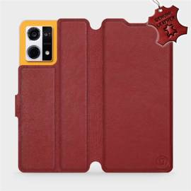 Etui ze skóry naturalnej do Oppo Reno 7 4G - wzór Dark Red Leather