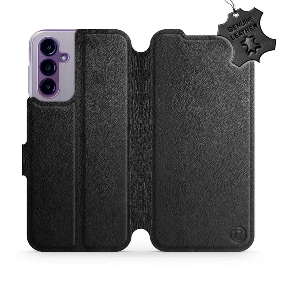 Etui ze skóry naturalnej do Samsung Galaxy A14 5G - wzór Black Leather