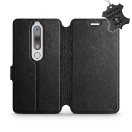 Etui ze skóry naturalnej do Nokia 6.1 - wzór Black Leather