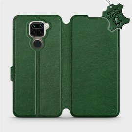 Etui ze skóry naturalnej do Xiaomi Redmi Note 9 - wzór Green Leather