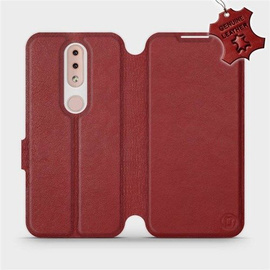 Etui ze skóry naturalnej do Nokia 4.2 - wzór Dark Red Leather