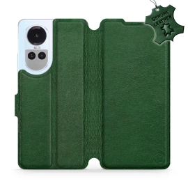 Etui ze skóry naturalnej do OPPO Reno 10 5G - wzór Green Leather