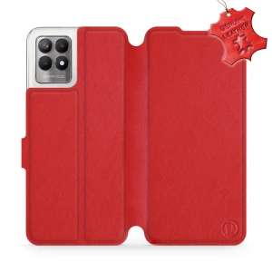 Etui ze skóry naturalnej do Realme 8i - wzór Red Leather