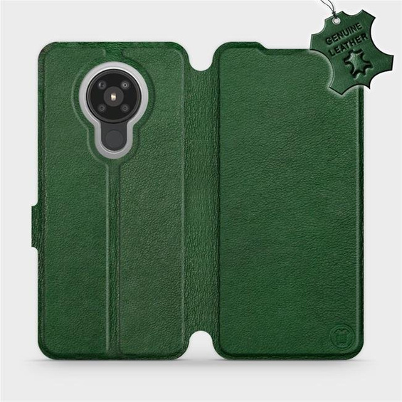 Etui ze skóry naturalnej do Nokia 5.3 - wzór Green Leather