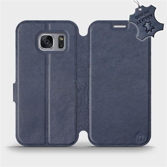 Etui ze skóry naturalnej do Samsung Galaxy S7 Edge - wzór Blue Leather