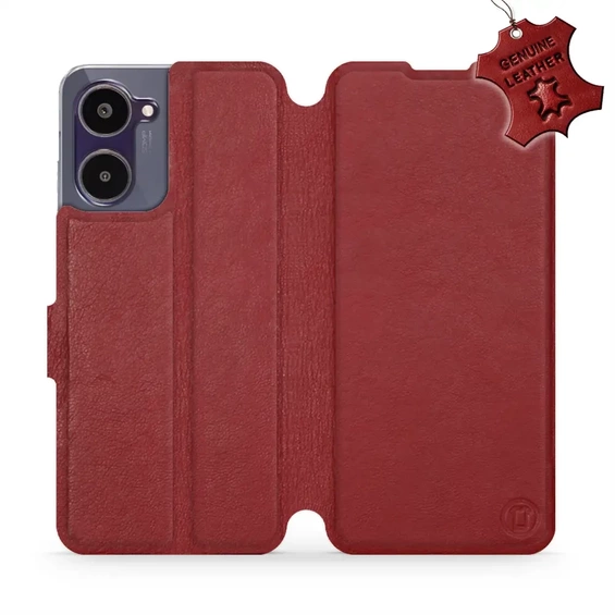 Etui ze skóry naturalnej do Realme 10 - wzór Dark Red Leather