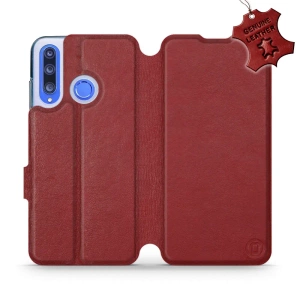 Etui ze skóry naturalnej do Huawei Honor 20 Lite - wzór Dark Red Leather