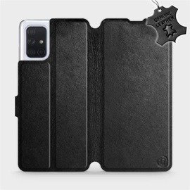 Etui ze skóry naturalnej do Samsung Galaxy A71 - wzór Black Leather