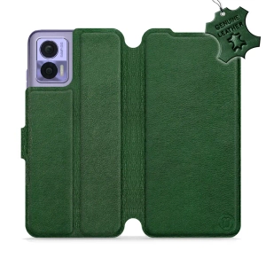 Etui ze skóry naturalnej do Motorola Edge 30 Neo - wzór Green Leather