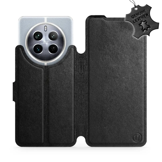 Etui ze skóry naturalnej do Realme 12 5G - wzór Black Leather