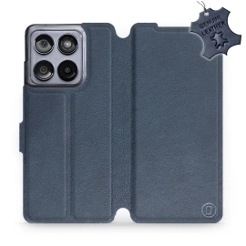 Etui ze skóry naturalnej do Motorola Edge 60 Fusion - wzór Blue Leather