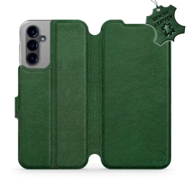 Etui ze skóry naturalnej do Samsung Galaxy A14 4G - wzór Green Leather