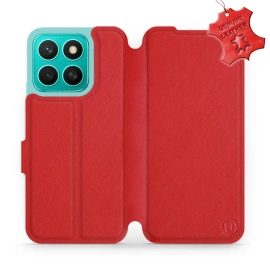 Etui ze skóry naturalnej do Huawei Honor X8c - wzór Red Leather