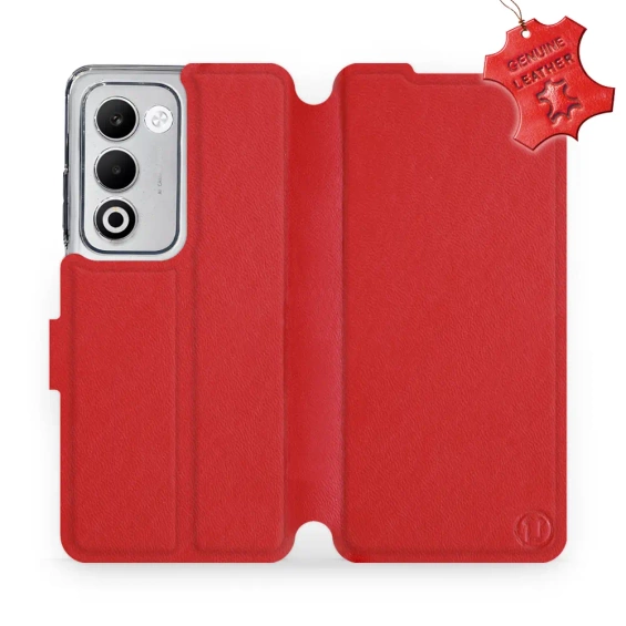 Etui ze skóry naturalnej do OPPO A5 5G - wzór Red Leather