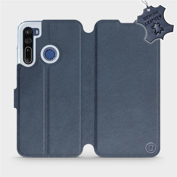 Etui ze skóry naturalnej do HTC Desire 20 Pro - wzór Blue Leather