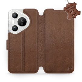 Etui ze skóry naturalnej do Huawei Pura 70 - wzór Brown Leather
