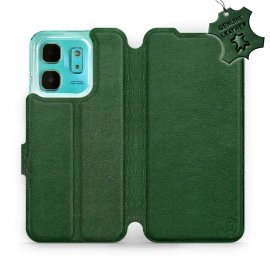 Etui ze skóry naturalnej do Infinix HOT 50i - wzór Green Leather