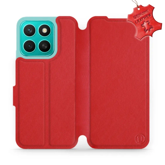 Etui ze skóry naturalnej do Huawei Honor X8c - wzór Red Leather