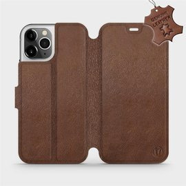 Etui ze skóry naturalnej do Apple iPhone 12 Pro - wzór Brown Leather