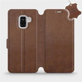 Etui ze skóry naturalnej do Samsung Galaxy A8 2018 - wzór Brown Leather