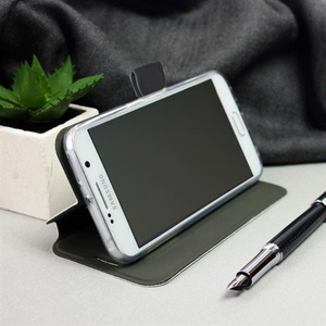 Etui ze skóry naturalnej do Samsung Galaxy A40 - wzór Black Leather