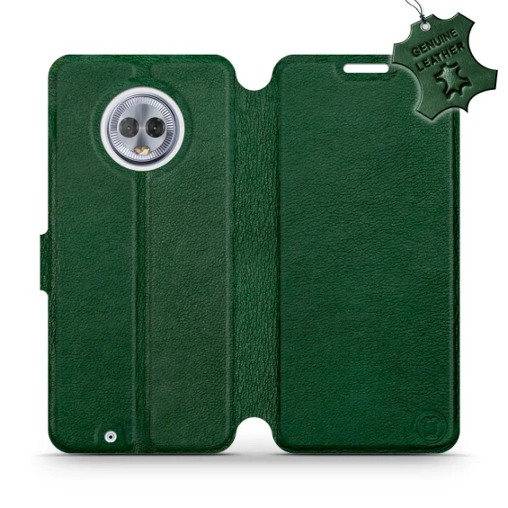 Etui ze skóry naturalnej do Motorola Moto G6 - wzór Green Leather