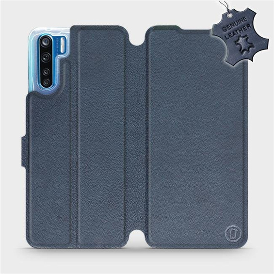 Etui ze skóry naturalnej do OPPO A91 - wzór Blue Leather