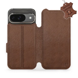 Etui ze skóry naturalnej do Google Pixel 9 - wzór Brown Leather