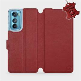 Etui ze skóry naturalnej do Motorola Edge 30 5G - wzór Dark Red Leather