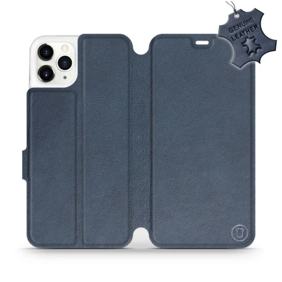 Etui ze skóry naturalnej do Apple iPhone 11 Pro Max - wzór Blue Leather