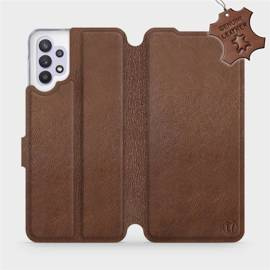 Etui ze skóry naturalnej do Samsung Galaxy M32 5G - wzór Brown Leather