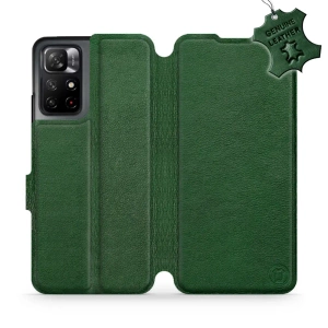 Etui ze skóry naturalnej do Xiaomi Redmi Note 11S 5G - wzór Green Leather