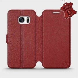 Etui ze skóry naturalnej do Samsung Galaxy S7 - wzór Dark Red Leather