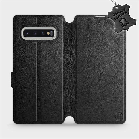 Etui ze skóry naturalnej do Samsung Galaxy S10 Plus - wzór Black Leather