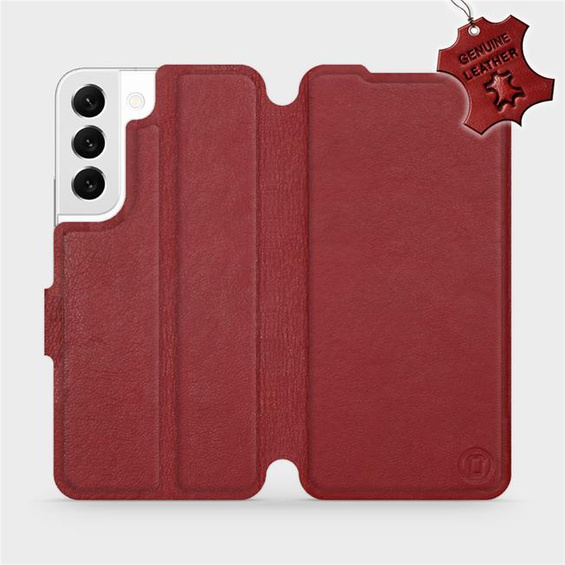 Etui ze skóry naturalnej do Samsung Galaxy S22 - wzór Dark Red Leather