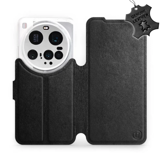 Etui ze skóry naturalnej do Xiaomi 15 Ultra - wzór Black Leather