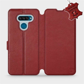 Etui ze skóry naturalnej do LG K50S - wzór Dark Red Leather